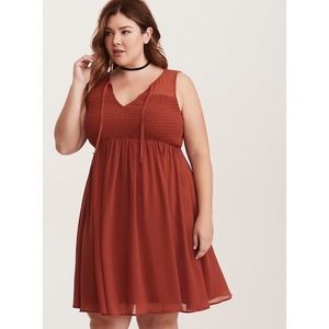 Torrid size 3 Rust Chiffon Dress